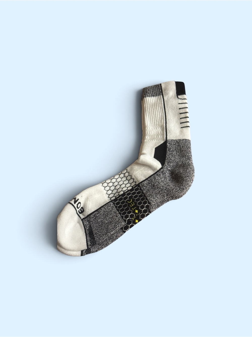 Men's Performance HexTec Running Crew Sock - White & Gray SZ LG